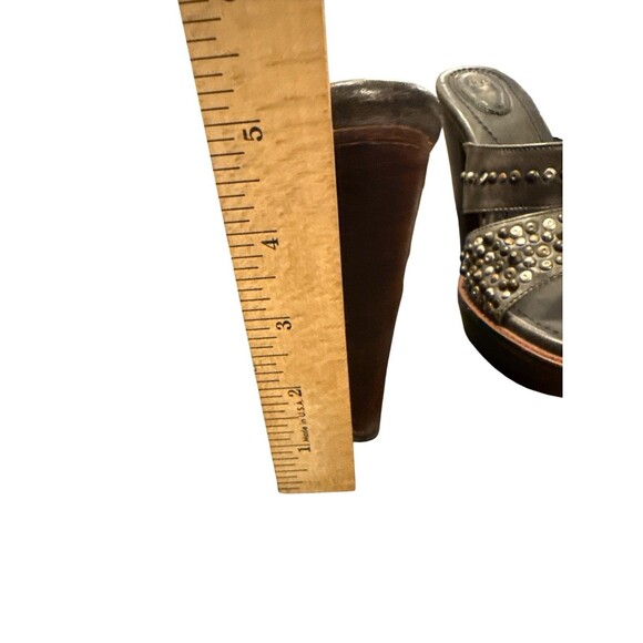 Frye Stone Studded Beaded Open Toe Wood Sole Platform Sandal Heel size 7 - Picture 8 of 10